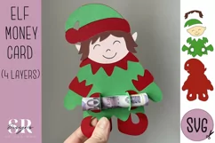 Christmas elf Money card | Paper cutting | Money card SVG Product Image 1