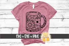 Floral Zen Coffee Cup Set - 2 Designs SVG PNG DXF Cut Files Product Image 3