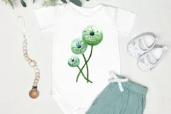 Watercolor dandelion flower in green color for sublimation Product Image 2