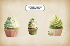 Matcha Cupcakes Clipart Bundle 4 PNG Product Image 3