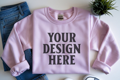 Light Pink Gildan 18000 Folded Flat Lay Mockups Product Image 1