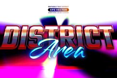 Retro text effect district area futuristic editable 80s Product Image 1