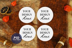 4 Round Coasters Mockup PSD, Coaster set mockup, Winter mock Product Image 2