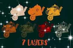 3D Fall cart Harvest svg Papercut svg Mandala 3d Autumn Product Image 2
