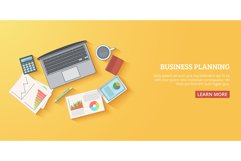 Business plan banner horizontal top, cartoon style Product Image 1