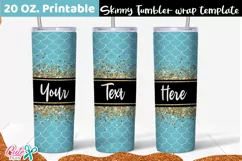 Mermaid 20 Oz. Skinny Tumbler wrap sublimation designs Product Image 1