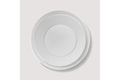 Realistic Plate Vector. Closeup Porcelain Mock Up Tableware Product Image 1