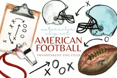 American Football Watercolor Clipart Sublimation Set Sports Product Image 1