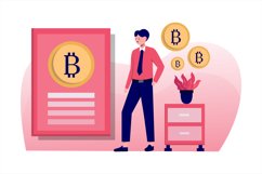 Bitcoin Learning Flat Vector Illustration Product Image 1