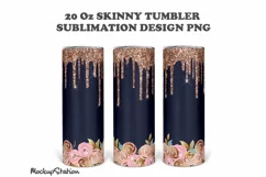Pink Glitter 20oz Skinny Tumbler Design Sublimation PNG Product Image 2