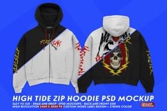 High Tide full Zip Hoodie PSD Mockup - back and front Product Image 1