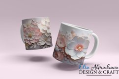 3 beautiful wrap designs for sublimation on 11Oz, 12Oz and 15Oz cricut mug hot press MUGS with 3D pastel pink and white Flowers and pearls for birthday, wedding, gift.