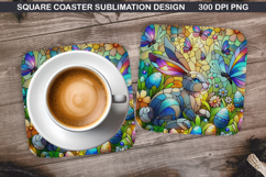 Bunny Coaster Sublimation, Easter Coaster PNG Design Product Image 1