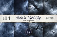 Bats Night Sky Pattern, Dark Gothic Bat Seamless Paper Product Image 1