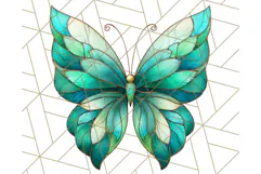 Stained Glass Butterfly PNG Colorful Clipart for Sublimation Product Image 2