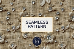 Embroidered Jute digital paper | Cactus pattern Product Image 3