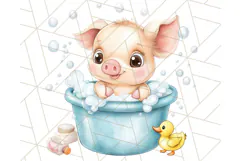 Farm Animal Babies in Bubble Bath PNG, Nursery Clipart Product Image 2