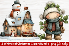 2 Whimsical Christmas Clipart | Cute Festive Holiday PNG Product Image 1
