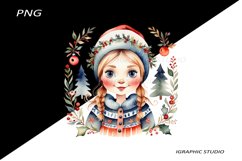 Winter Png, Christmas Girl Clipart, Folk Christmas Png Product Image 1