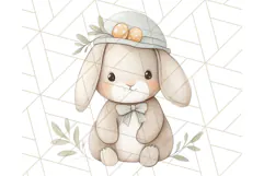 Spring Bunnies PNG Watercolor Bunny Clipart, Pastel Easter Product Image 2