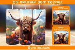 3D Highland Cow Tumbler Designs, Sublimation Wrap Product Image 1