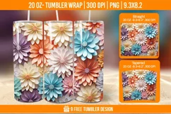 Cute Velvet Flower Tumbler Wrap Designs, Sublimation Wrap Product Image 1