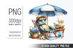 Summer Animals Clipart PNG Bundle, Watercolor Animals PNG Product Image 6