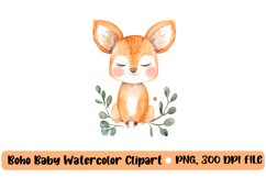 Boho baby watercolor clipart, nursery animal clipart Product Image 1