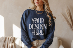 Gildan 18000 Navy Crewneck Sweatshirt Mockups,G180 Product Image 1