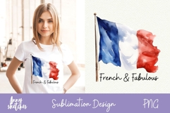 French Flag Sublimation Design Paris Watercolor Clipart PNG Product Image 1