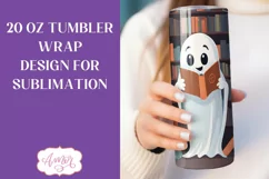 Cute ghost reading a book tumbler wrap PNG Sublimation Product Image 2