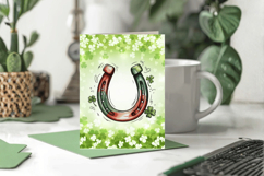 Lucky Horseshoe with Shamrocks Greeting Card PNG Sublimation Product Image 1