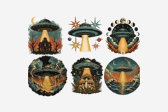 Retro UFO T-Shirt Graphics Bundle | Alien Spaceship PNG Product Image 9