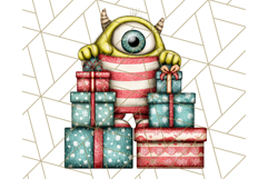 Christmas Monster Clipart, Funny Holiday Creature PNG Art Product Image 2