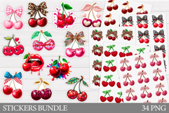 Cherry Stickers Bundle. Berries Sticker Printable Product Image 1