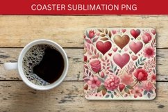 valentine square coaster - pink heart pattern Product Image 1