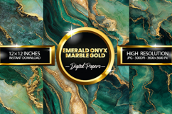 Emerald onyx marble gold Digital Papers - 04 variations Product Image 1