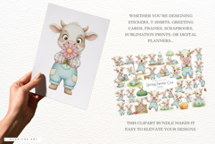 Spring Farmer Cow Clipart Product Image 4