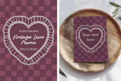 Hand Drawn Heart Lace Frame Clipart, Coquette Wedding Border Product Image 1