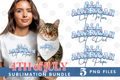 American Cat Mama Papa 4th of July USA Paw DTF PNG Bundle Product Image 1