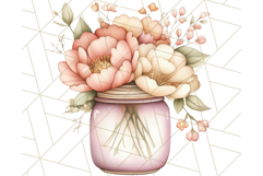 Flowers in Glass Jars PNG, Rustic Floral Watercolor Clipart Product Image 2