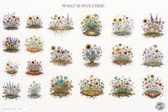 Whimsical Summer Wildflowers Clipart Product Image 4