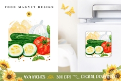 Cartoon Food Magnet PNG, Cartoon Tomato Magnet Template Product Image 1