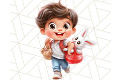 Kids Easter Clipart, Fun Holiday Easter Bunny PNG Printable Product Image 17