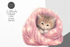 Christmas clipart, Kitten clipart, Winter sublimation Product Image 1