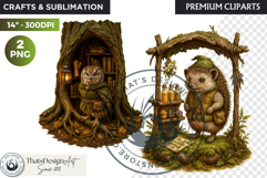 Fantasy clipart Magical Forest Village PNG for scrapbooking Product Image 1