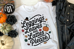 Leggings Leaves And Lattes Please - Autumn t-shirt Design Product Image 1