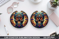 Skull Car coaster sublimation, Halloween Coaster PNG Product Image 1