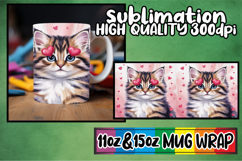 Joyful nights sublimation mug wrap, Valentines Cat Product Image 1