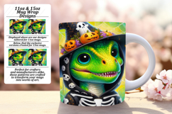 Custom 11oz Mug Wrap Png Artwork , Halloween Dino Product Image 1